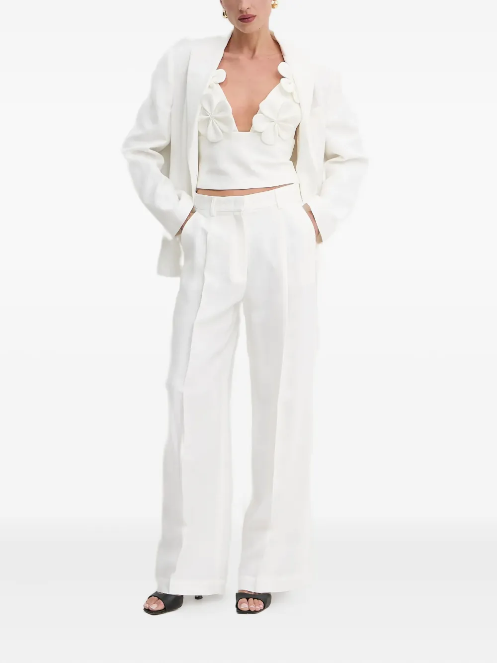 Bardot Top met bloemenpatch - Wit