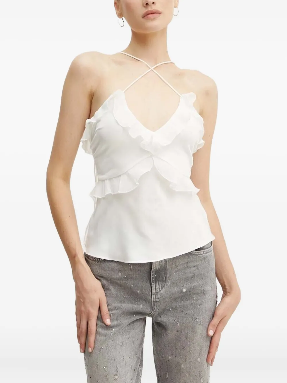Bardot Marsella Ruffle Blouse In White