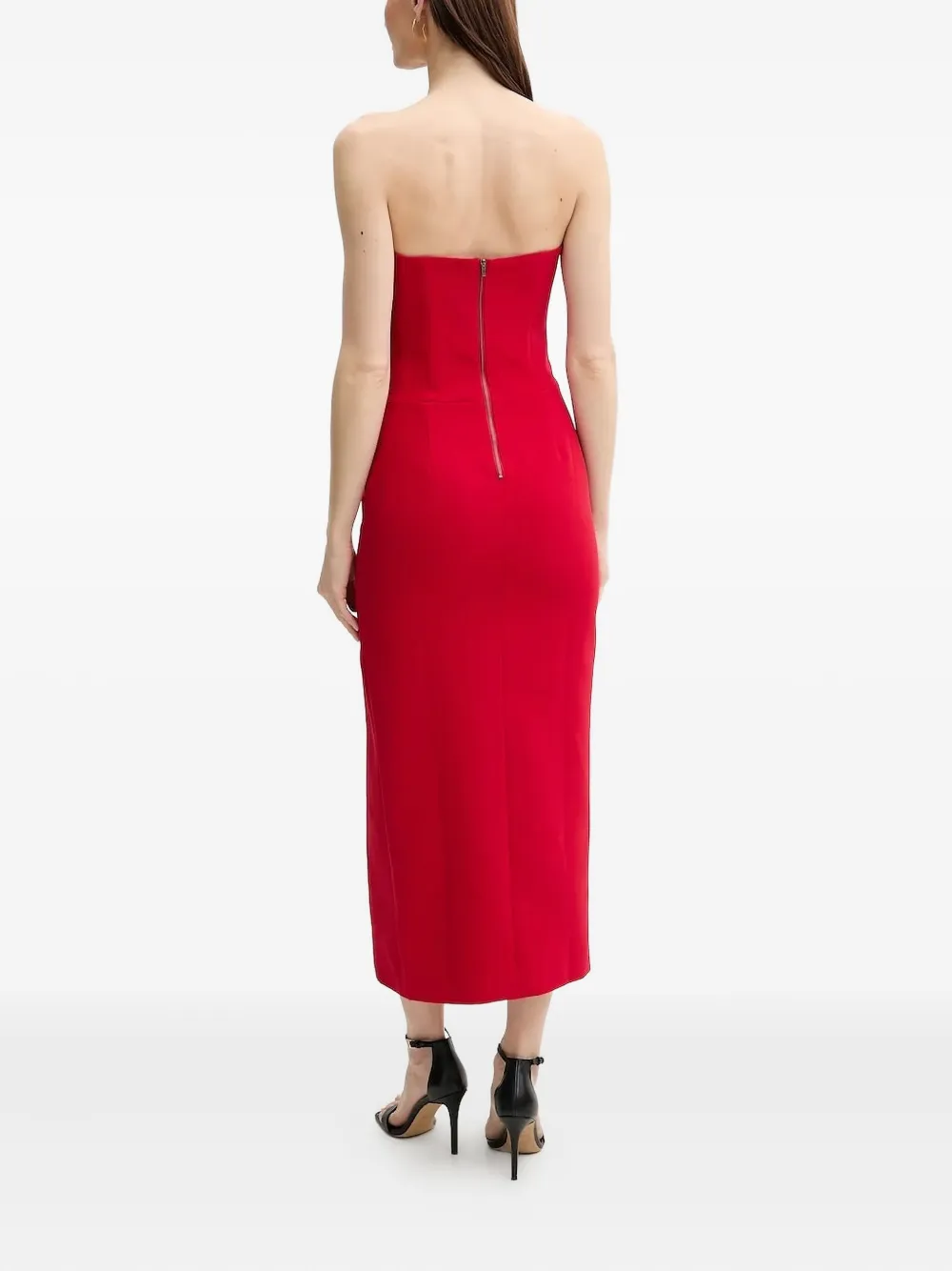 Bardot strapless midi dress Rood