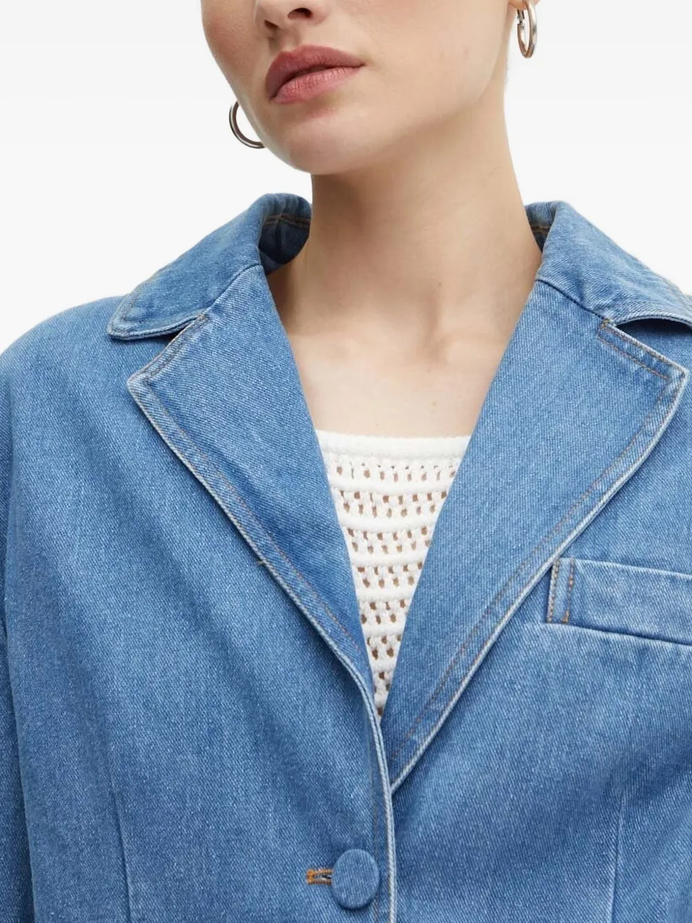 Bardot Button-fastening Denim Blazer In Blue