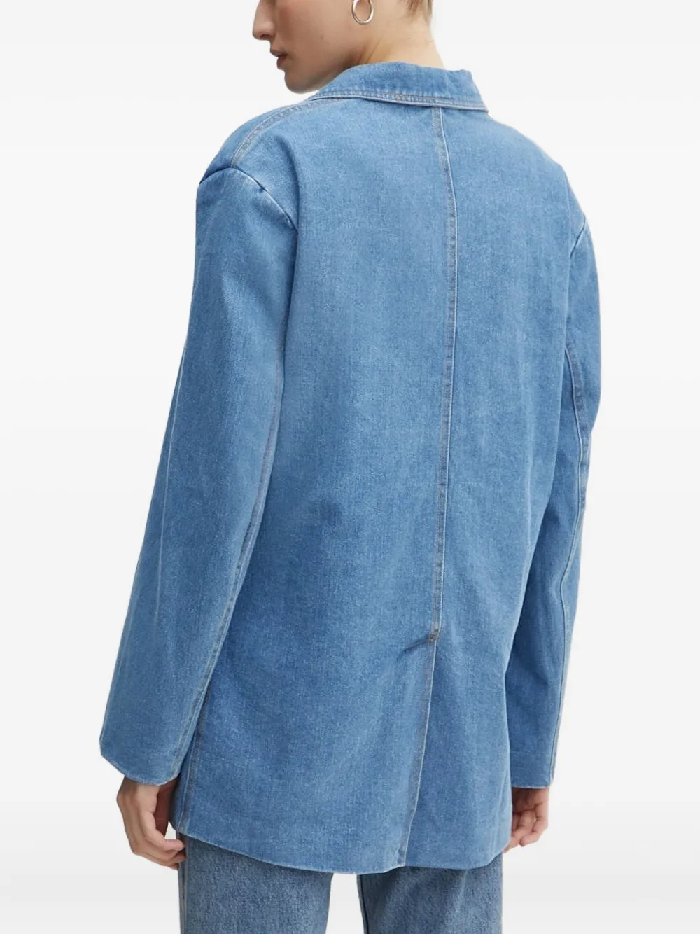 Bardot Button-fastening Denim Blazer In Blue