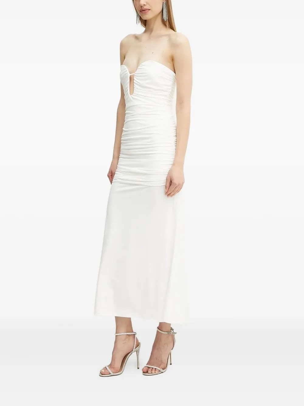 Bardot Maxi-jurk met ruches - Wit