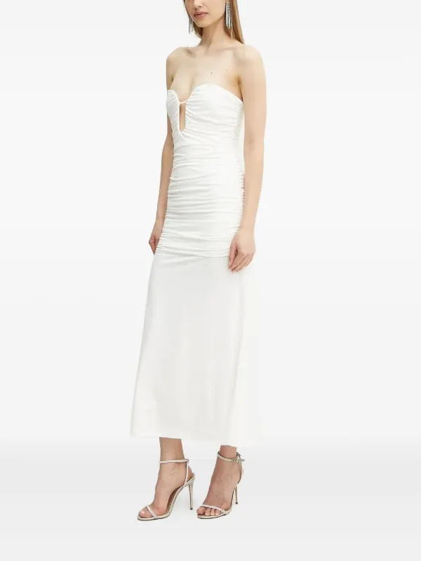 white bardot ruched dress Halterneck Bardot Ruched Draped Front Detail Mini Dress In White | EGO US