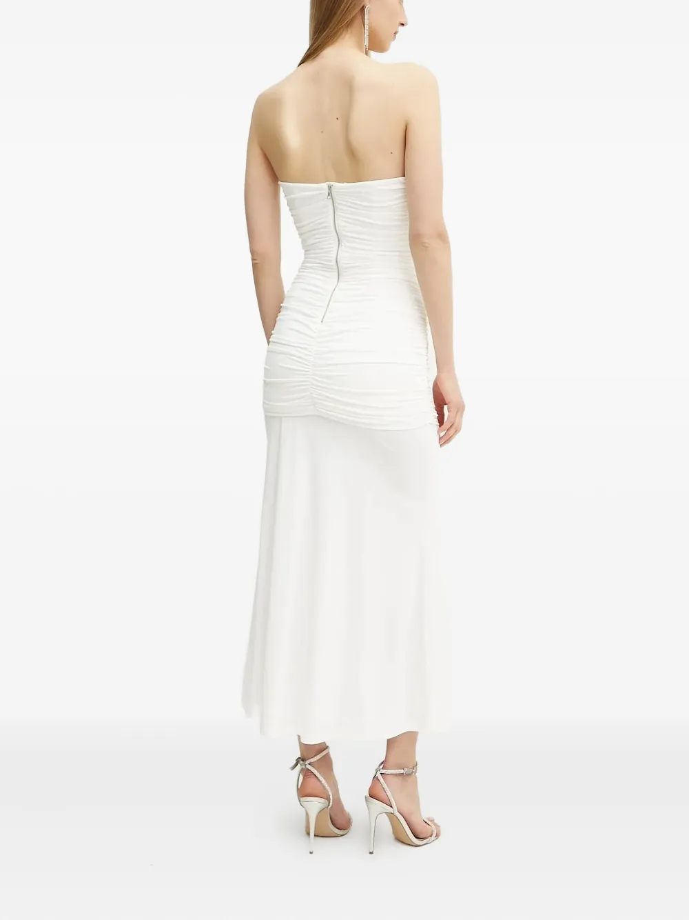 Bardot Maxi-jurk met ruches Wit