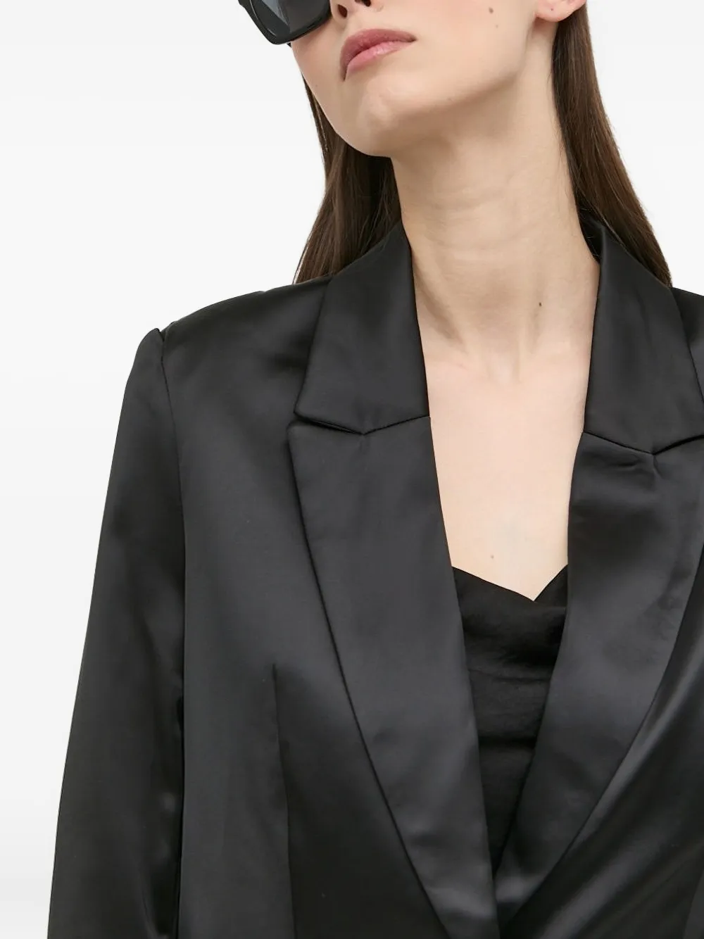 Bardot Nyah Satin-lapel Blazer In Black