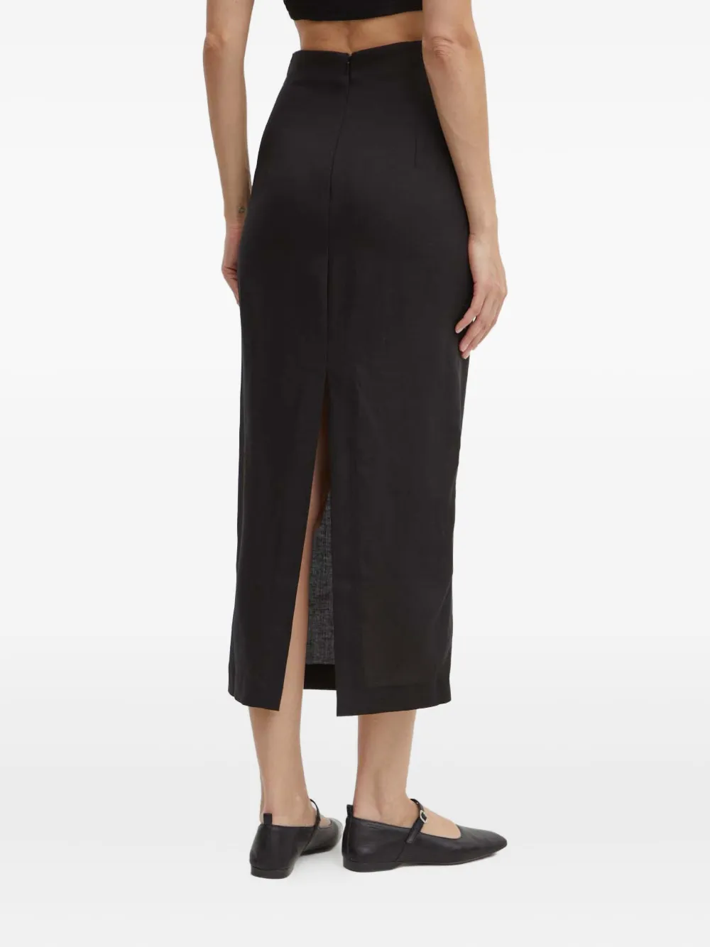 Bardot High-waisted Midi Skirt In Black