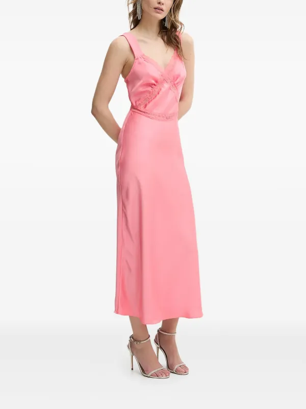 Bardot lace-insert Slip Dress | Pink | FARFETCH