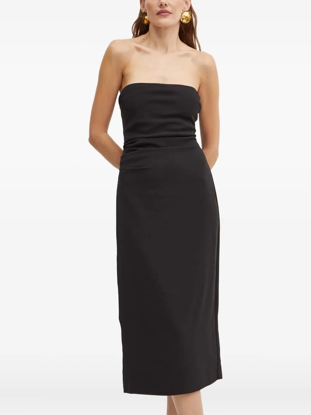 Bardot strapless side-split dress | Black | Image 1