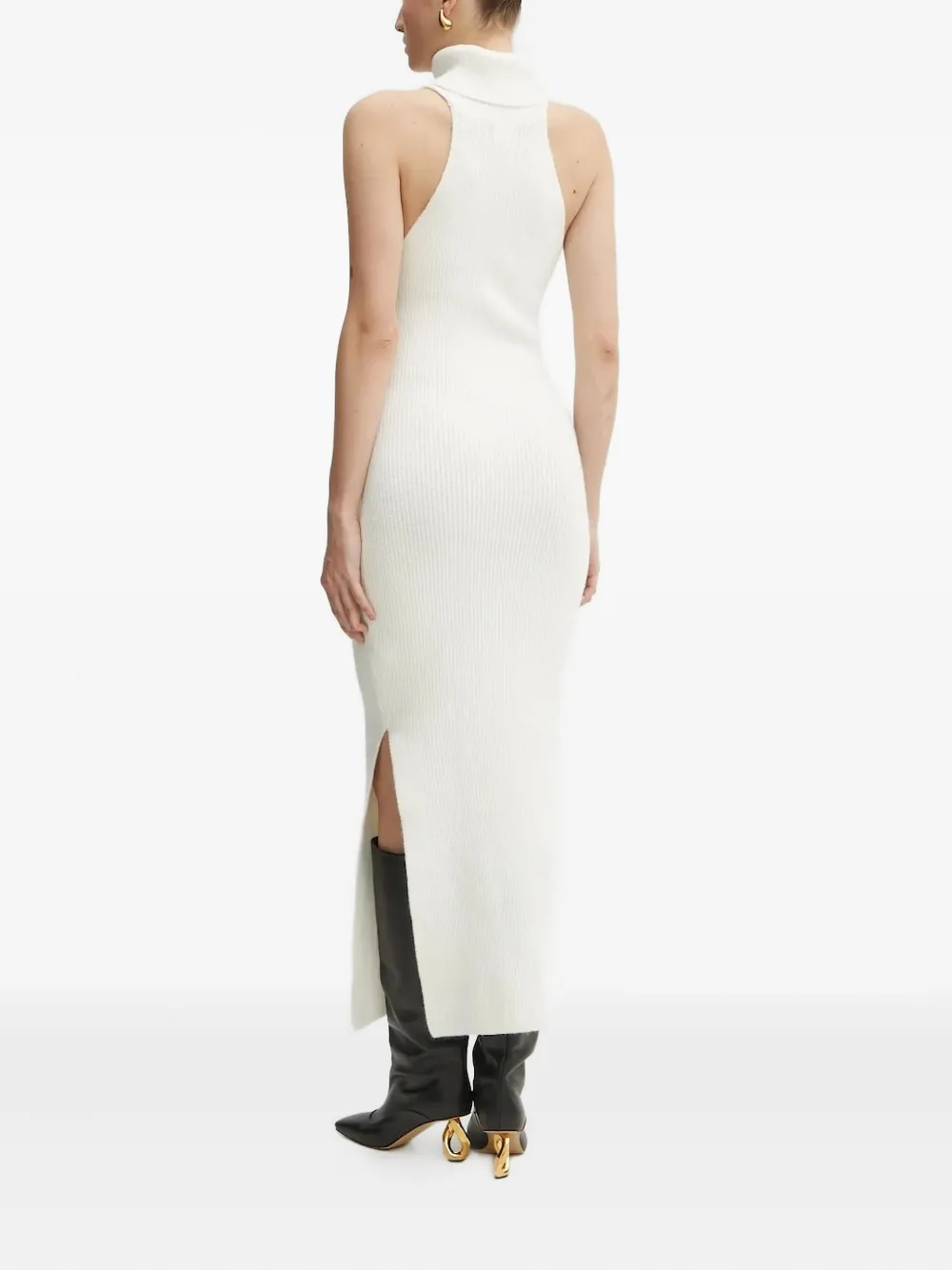 Bardot turtleneck open-back midi dress - Beige