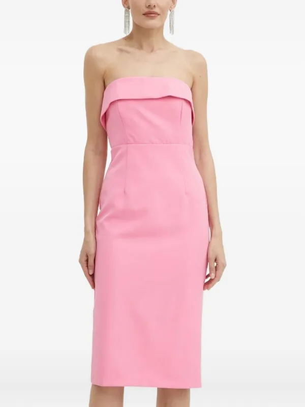 knee length dresses for ladies Adita | Blush Pink Mesh Floral Bardot Maternity Midi Dress main image 1
