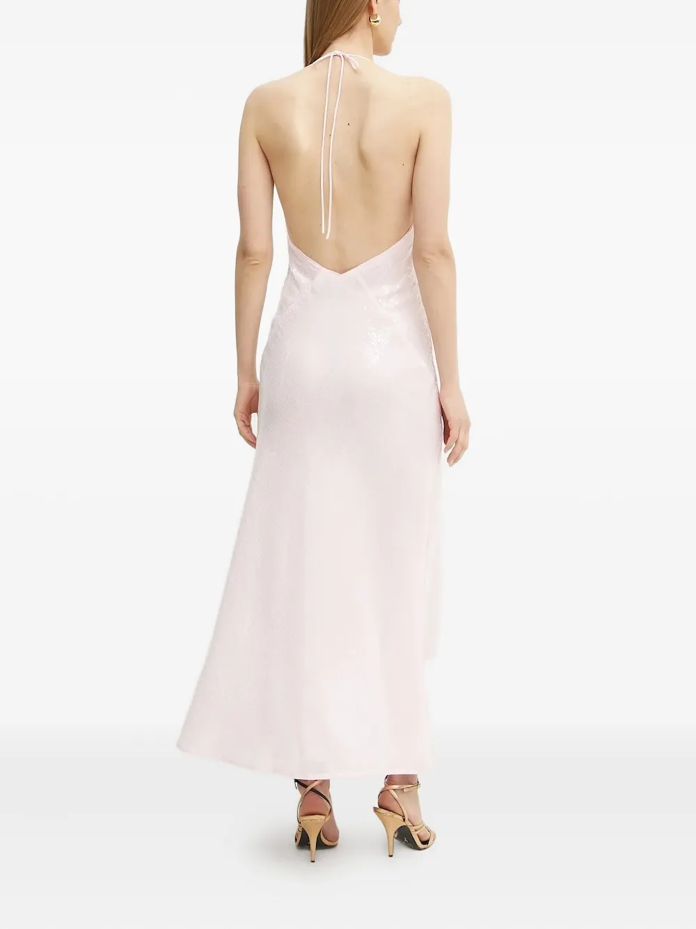 Bardot rose-embellished sequin dress Roze