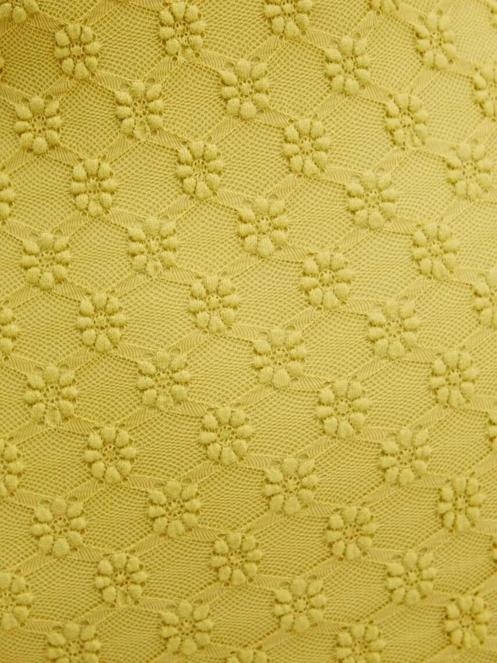 Bardot Midi-jurk met bloemenkant Geel