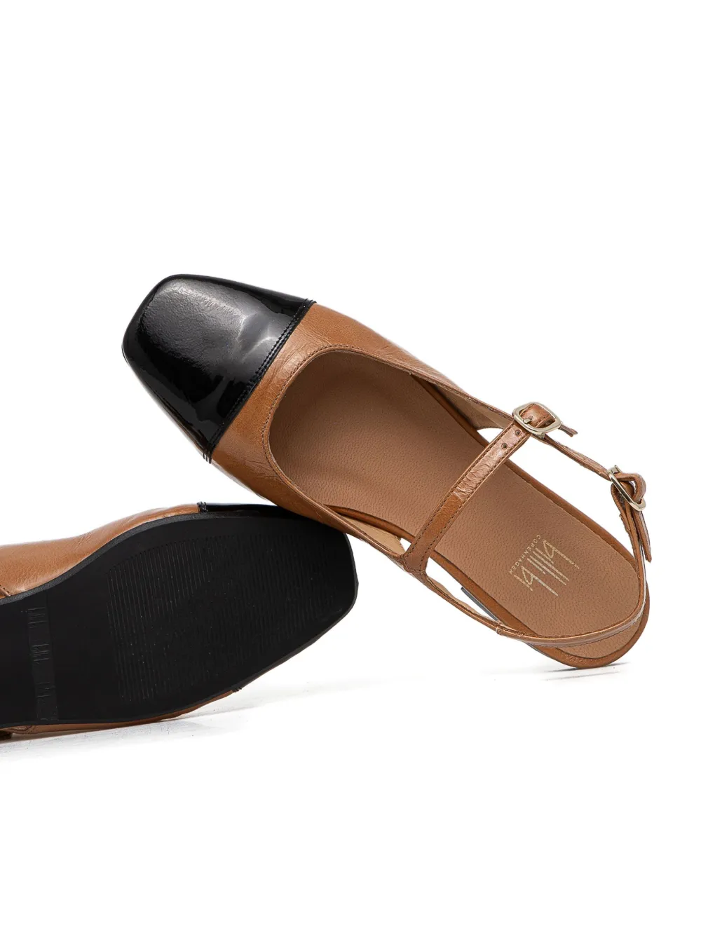 BILLI BI Slingback ballerina's met bewerkte neus Bruin