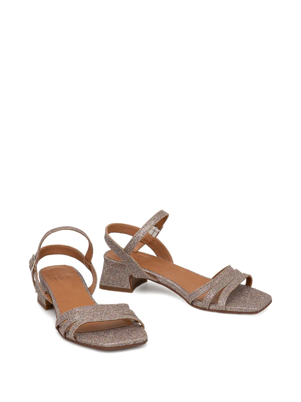 BILLI BI 35mm glitter block-heel sandals Pink