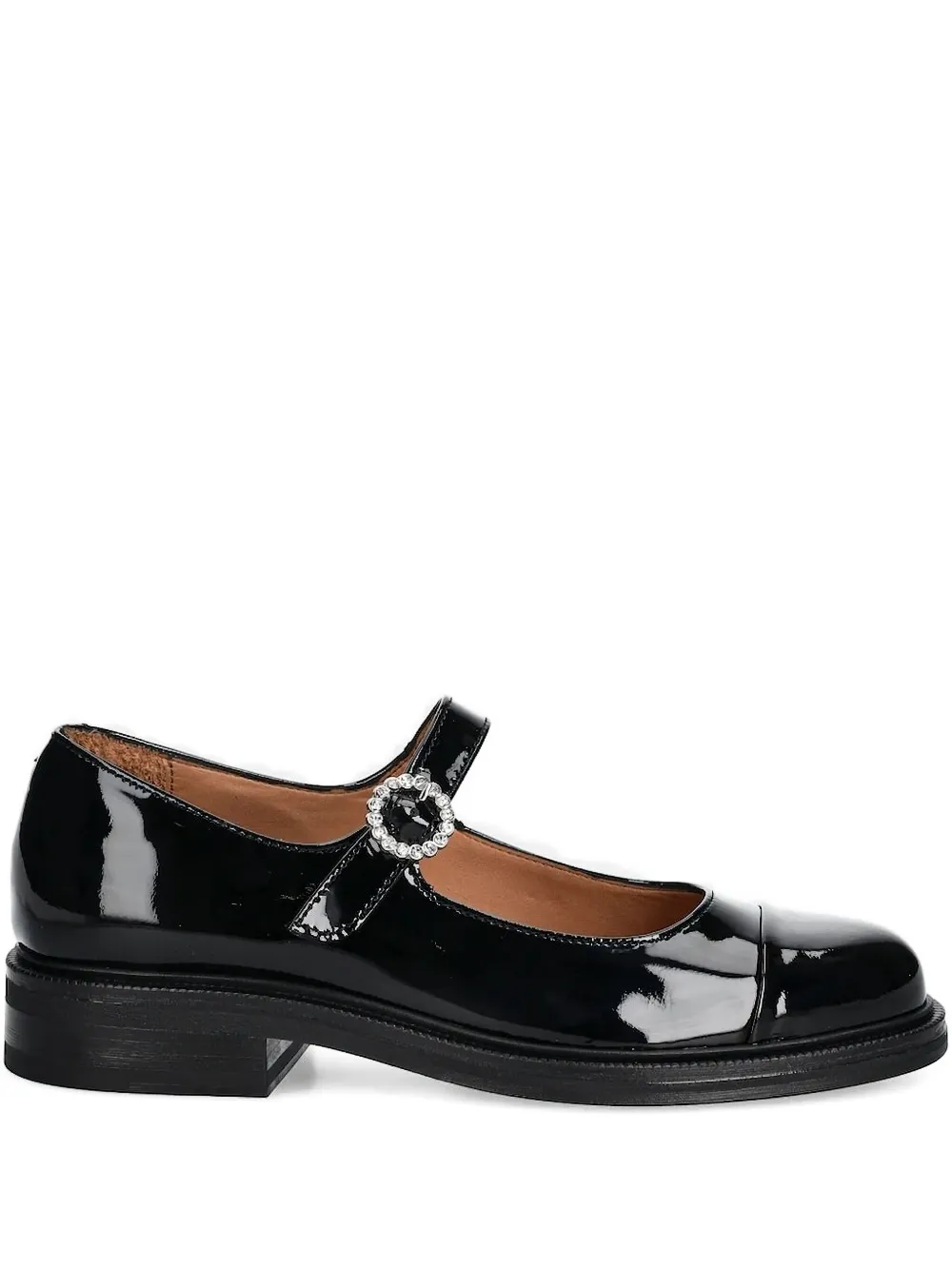 Billi Bi Buckle-embellished Patent Ballet Flats In Black