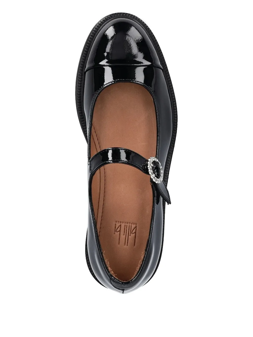 Billi Bi Buckle-embellished Patent Ballet Flats In Black
