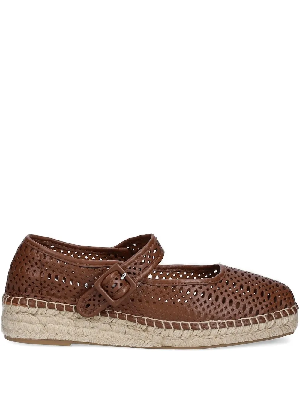 BILLI BI perforated-leather buckle espadrilles Brown