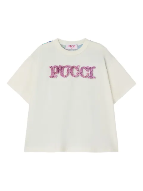 PUCCI Junior تيشيرت قطن مطرز بشعار الماركة