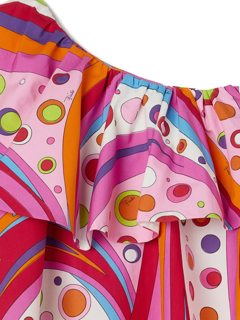 PUCCI Junior Asymmetrische top met ruches en Fontane-print Roze