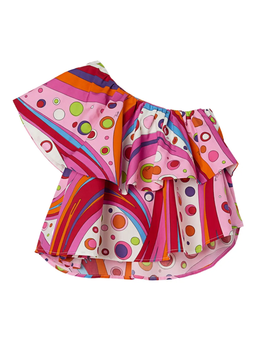 PUCCI Junior Fontane-print ruffled one-shoulder top | Pink | Image 1