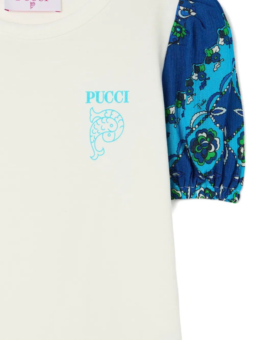 PUCCI Junior T-shirt met pofmouwen en print Beige