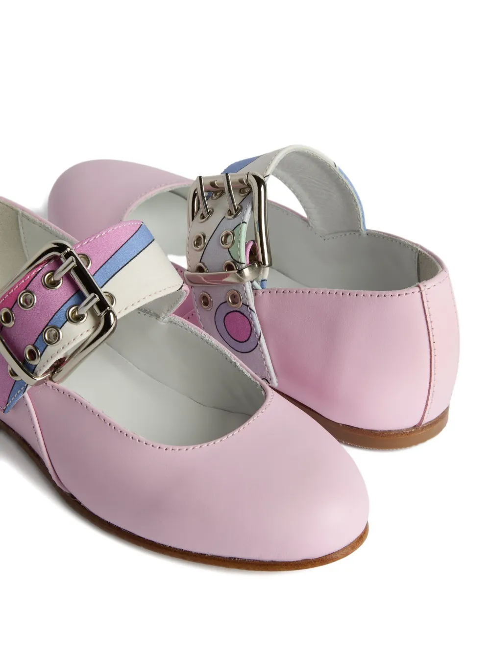 PUCCI Junior buckle-detail ballet flats Pink