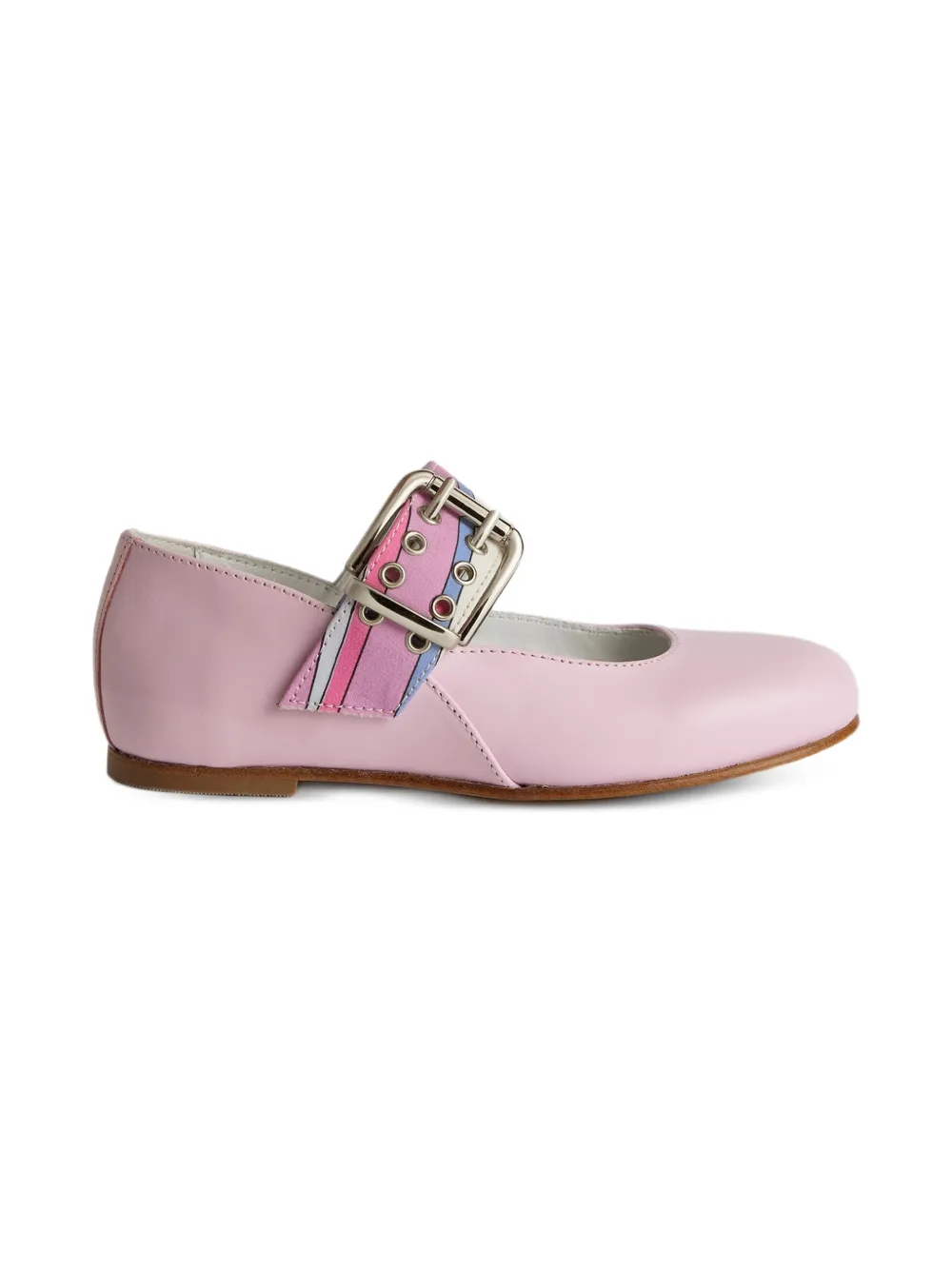 PUCCI Junior buckle-detail ballet flats Pink