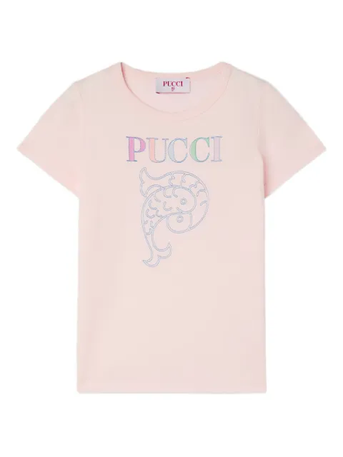 PUCCI Junior logo-embroidered cotton T-shirt