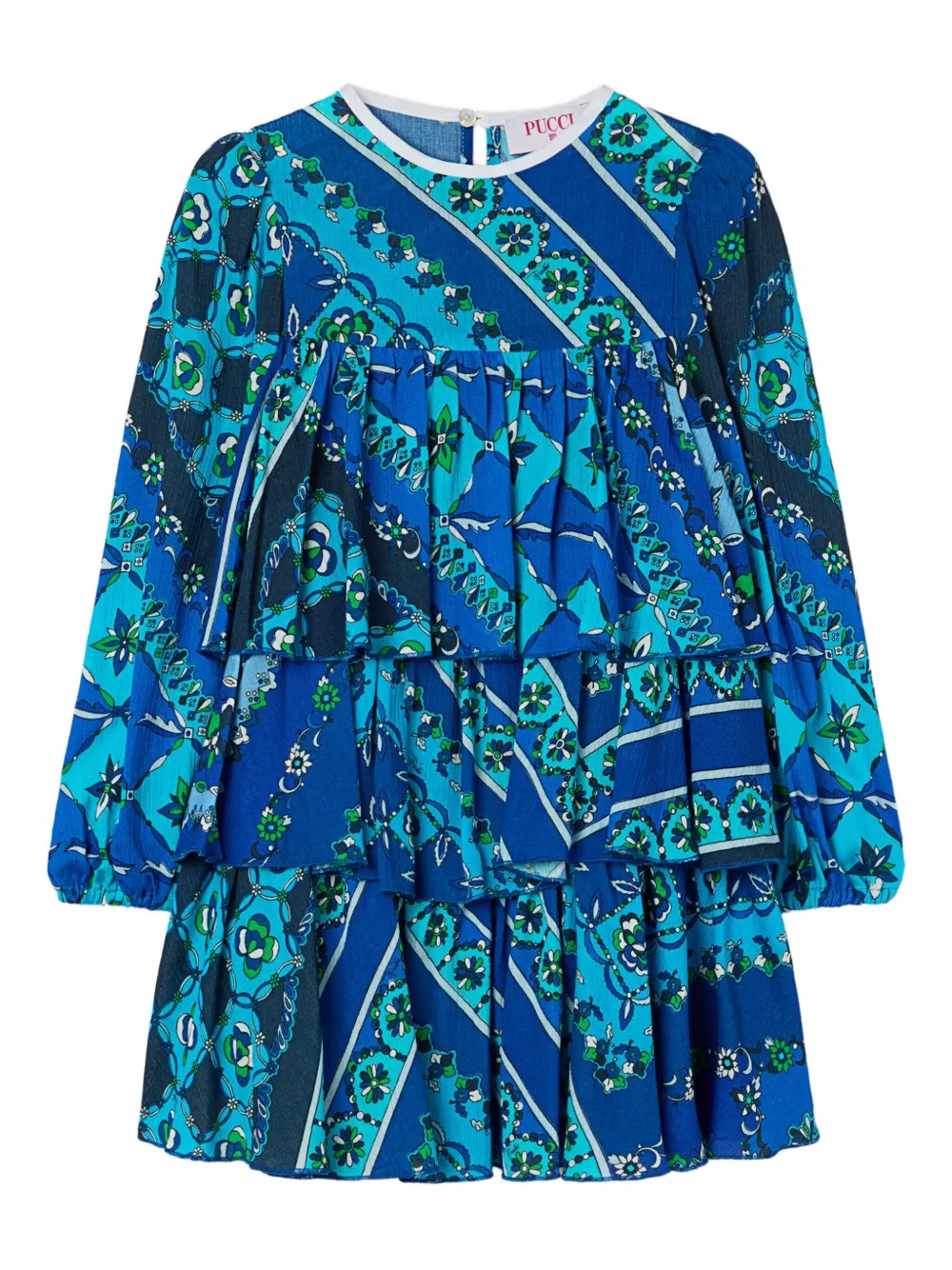 PUCCI Junior Gelaagde Festa jurk met print Blauw