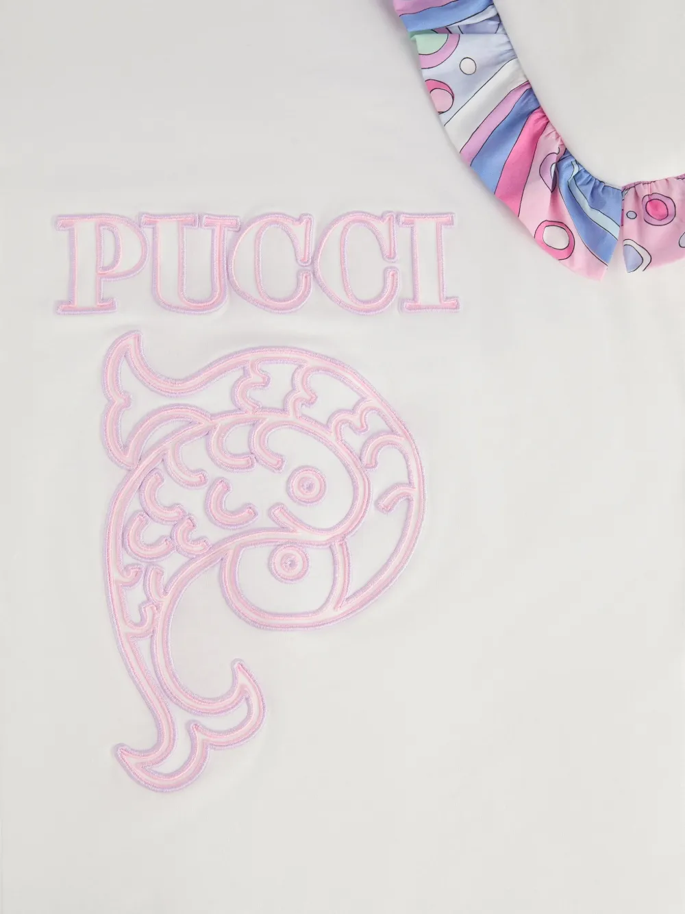 PUCCI Junior Katoenen deken met franje logo Beige