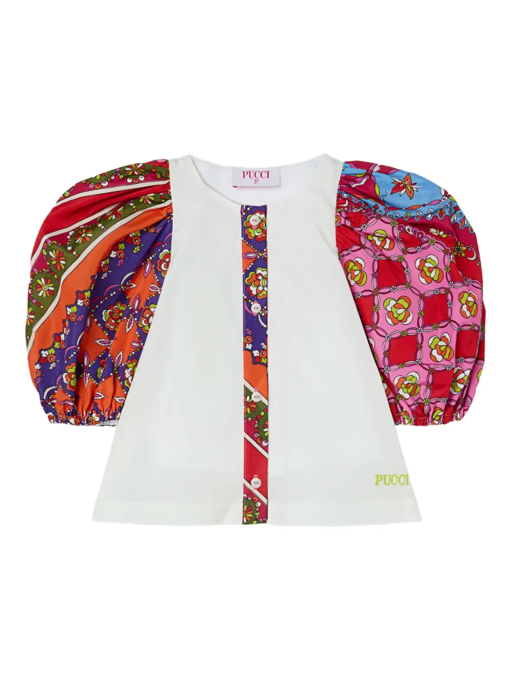 PUCCI Junior puff-sleeve Iride-patterned top | blanc | Image 1