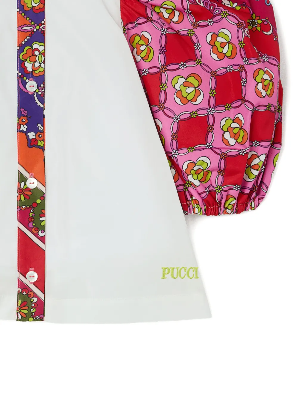 PUCCI Junior Top met pofmouwen en Iride-patroon Wit