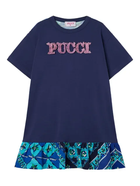PUCCI Junior textured-logo T-shirt dress