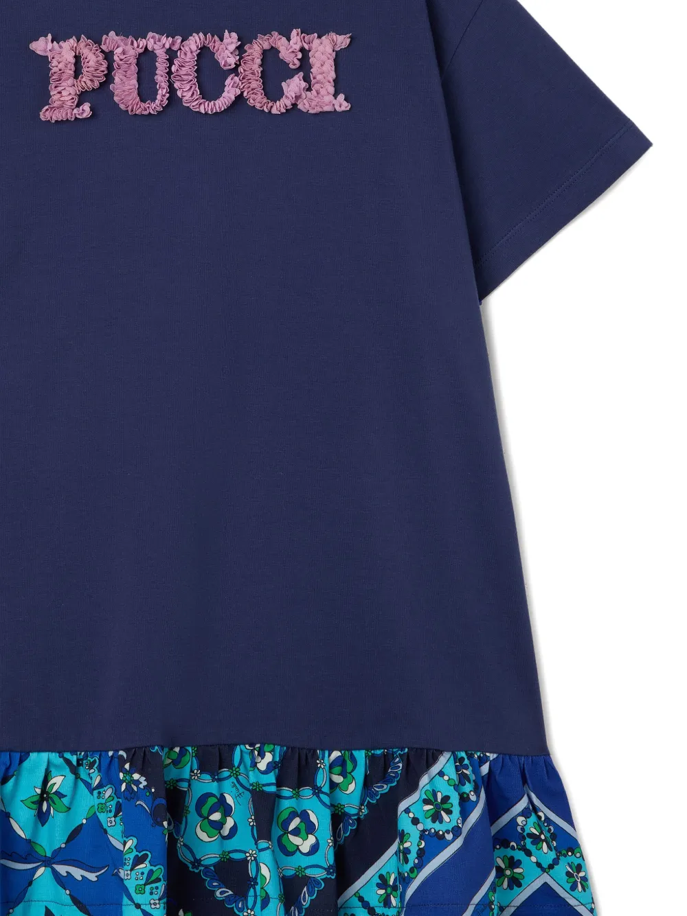 PUCCI Junior T-shirtjurk met getextureerd logo Blauw