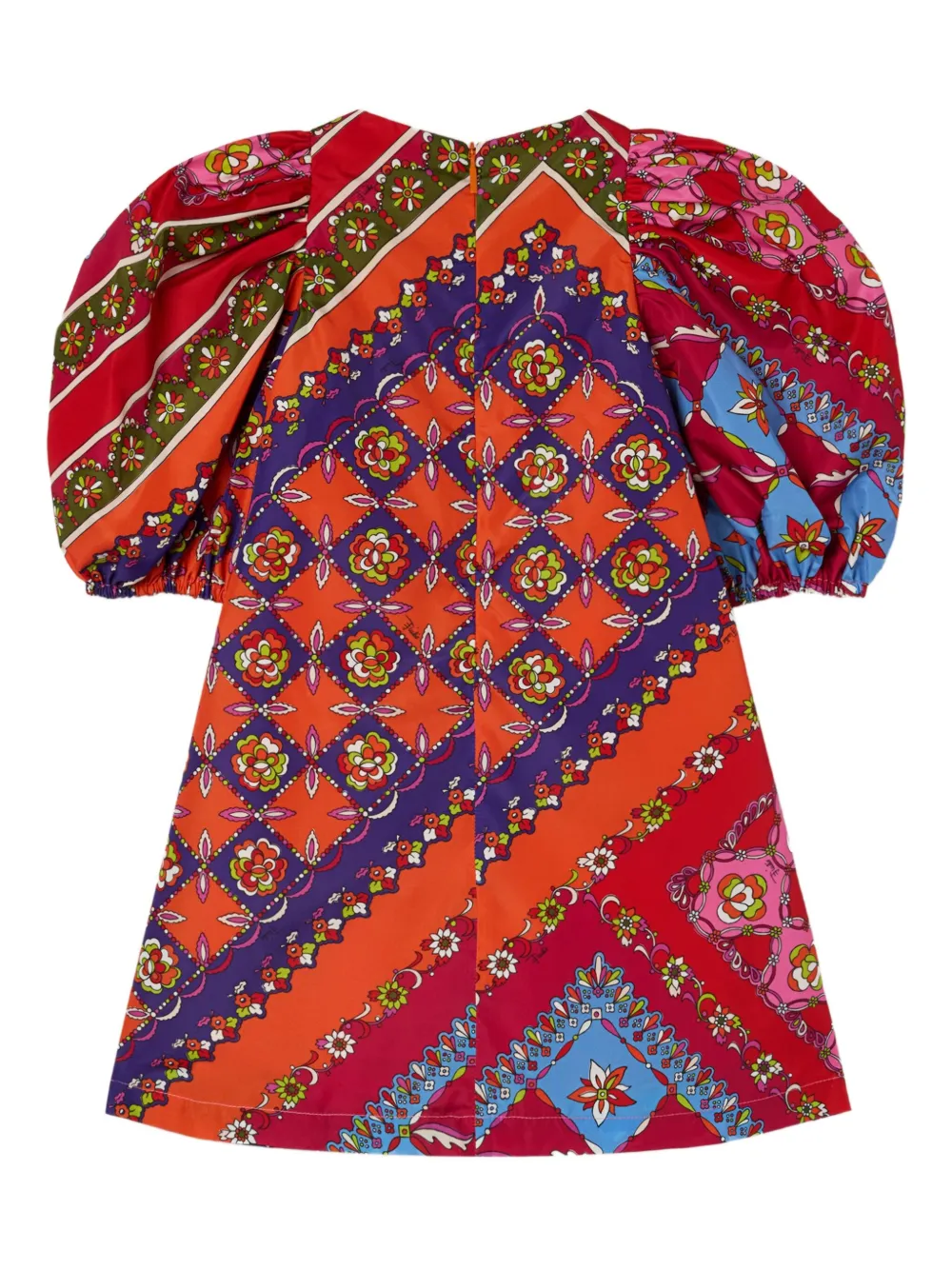 PUCCI Junior Festa jurk met pofmouwen en print Rood