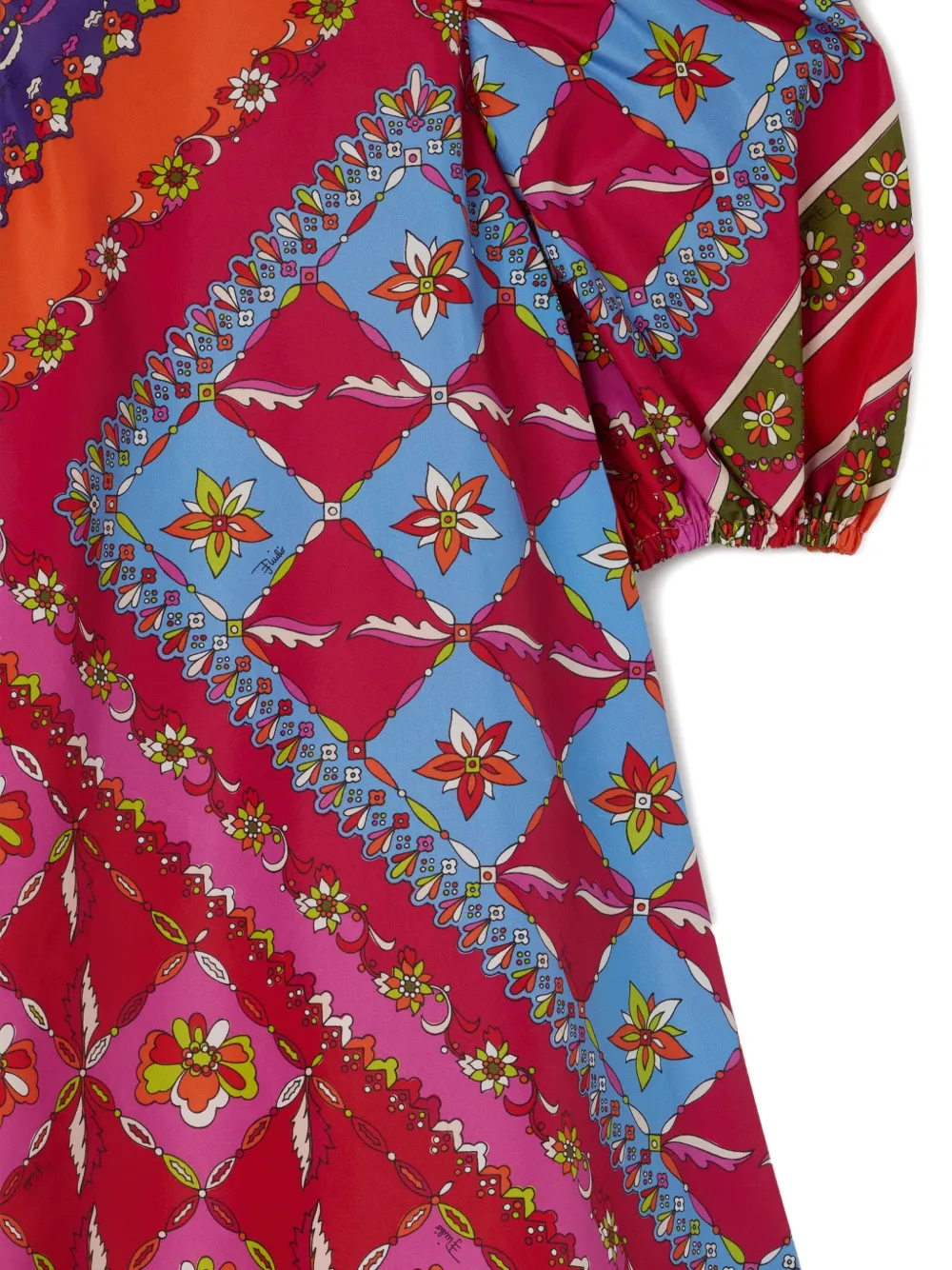 PUCCI Junior Festa jurk met pofmouwen en print Rood