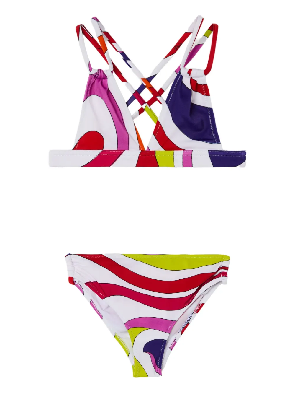PUCCI Junior Marmo-print cross-back bikini | White | Image 1