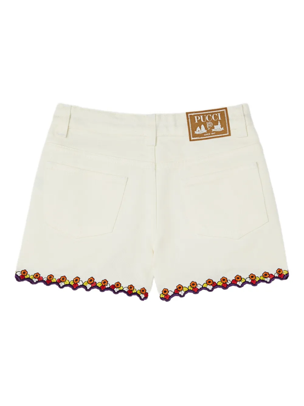 PUCCI Junior embroidered-hem denim shorts | Girls Denim Shorts | Image 2