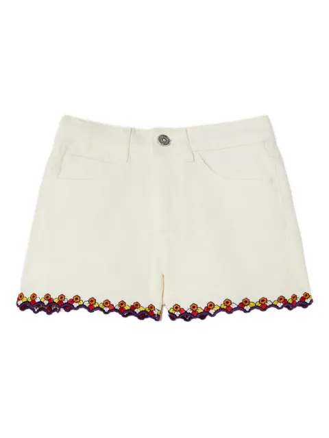 PUCCI Junior embroidered-hem denim shorts