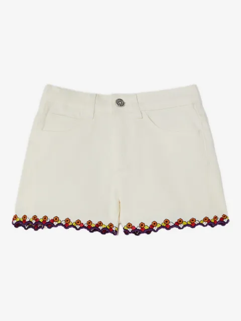 PUCCI Junior embroidered-hem denim shorts
