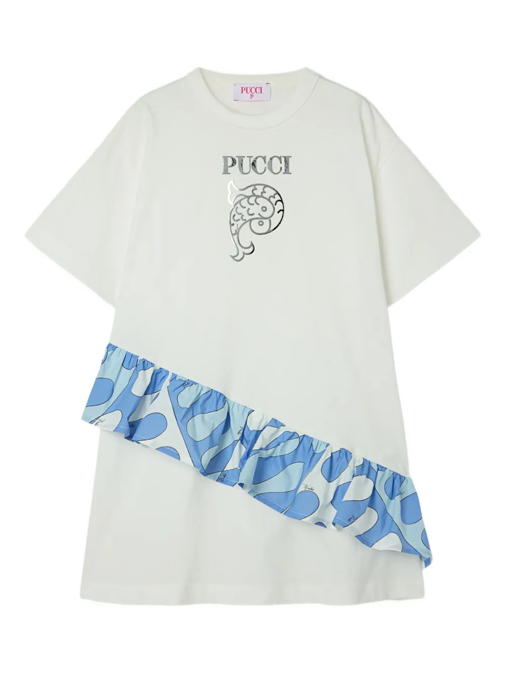 PUCCI Junior ruffled graphic-print dress | White | Image 1