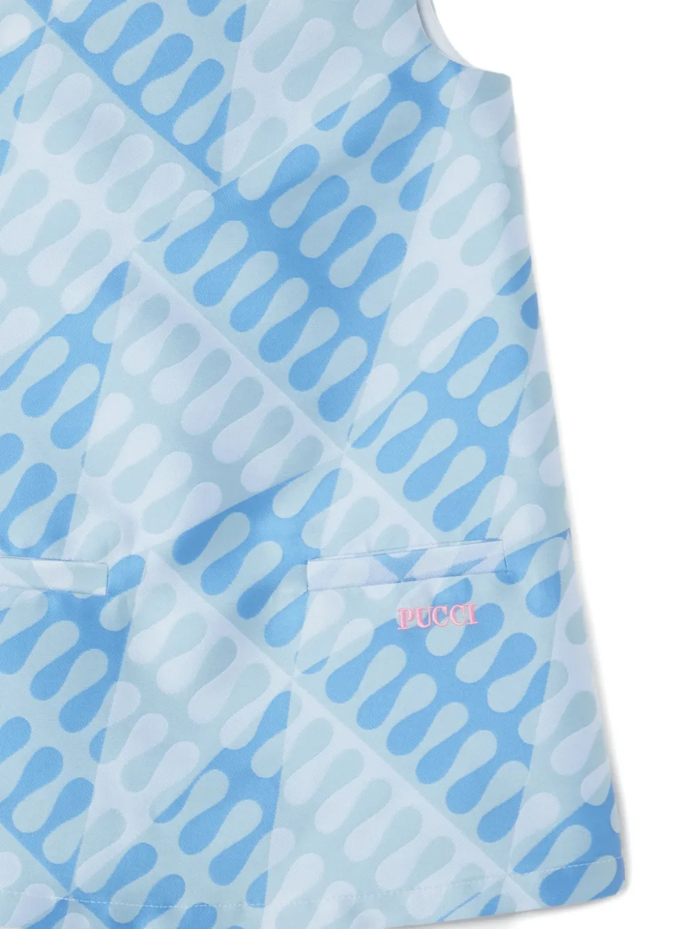PUCCI Junior Mouwloze jurk met Leocorno print Blauw