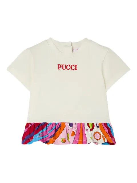 PUCCI Junior ruffle-hem logo T-shirt