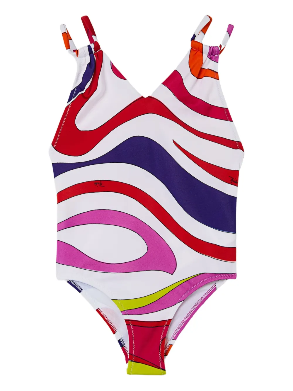 PUCCI Junior Badpak met gekruiste bandjes en Marmo-print Wit