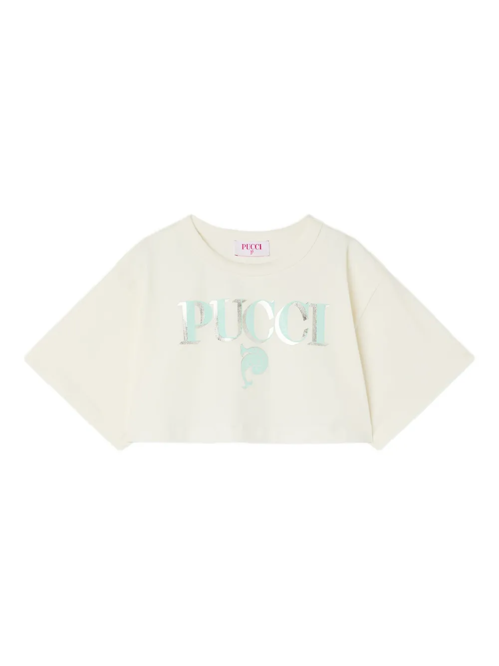 PUCCI Junior Cropped T-shirt Wit