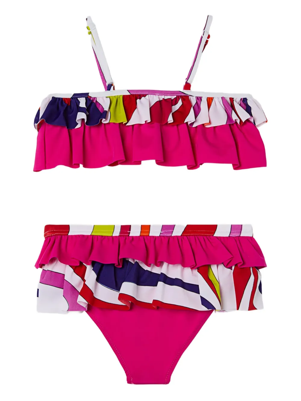PUCCI Junior Bikini met Marmo-print en ruches Roze