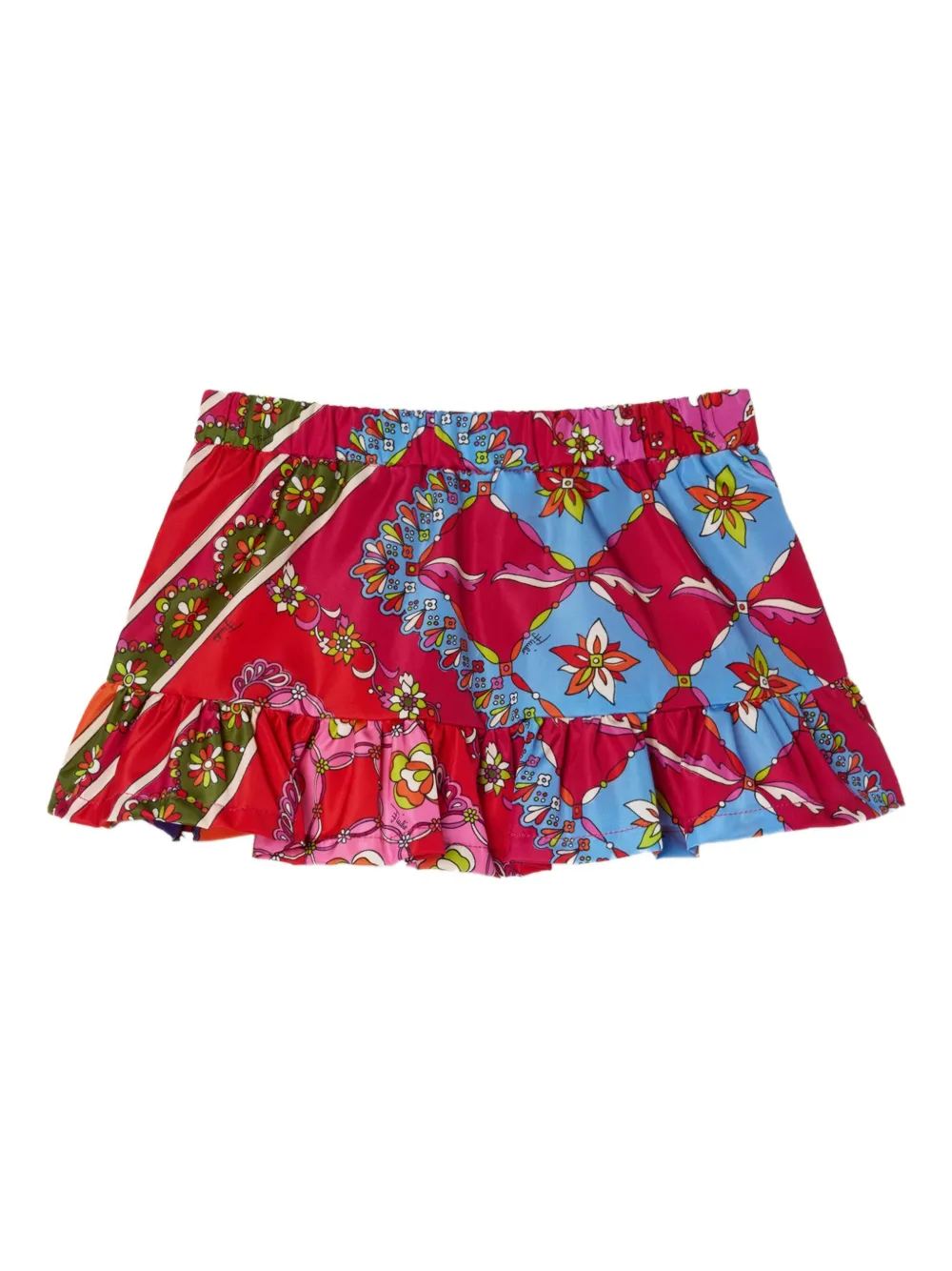 PUCCI Junior ruffled Festa-print skirt | Red | Image 1