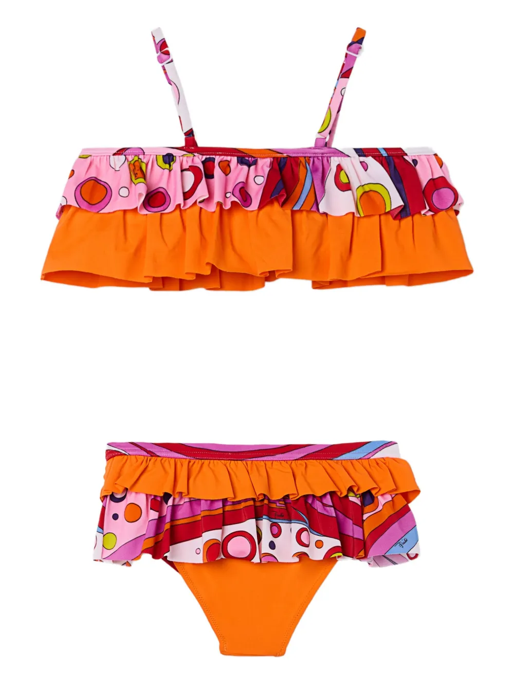 PUCCI Junior Fontane-print ruffled bikini | Orange | Image 1