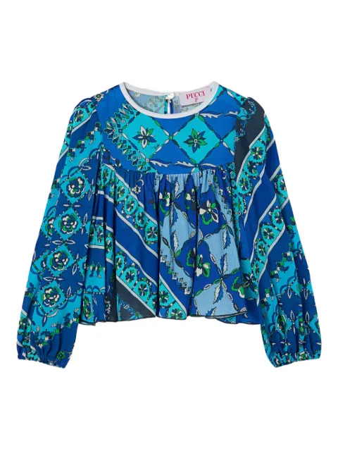 PUCCI Junior Festa floral-print balloon-sleeve blouse
