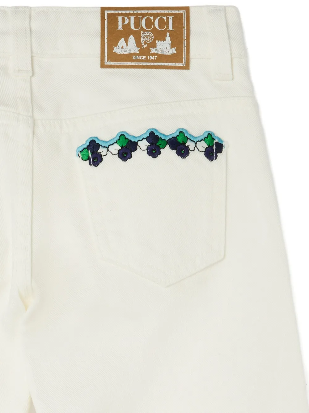 PUCCI Junior Jeans met geborduurde zak Wit